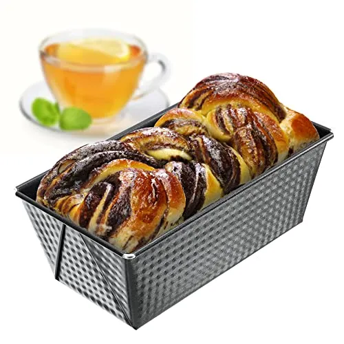 KADAX Rechteckige Backform, Kastenform aus Blech, Königskuchenform mit Antihaftschicht, Brotbackform, Kuchenform, Backform, eckige Brotform (20,5 x 12 cm, Schwarz)
