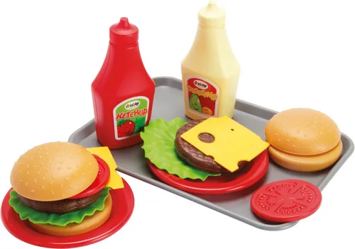 dantoy Spiellebensmittel Burger Set auf Tablett 17-teilig, (17-tlg), Made in Europe