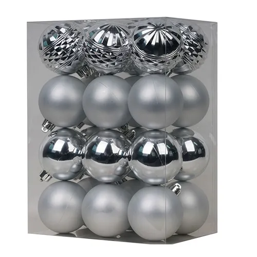 Weihnachtskugeln - silber - 24 Stück - Ø 6 cm
