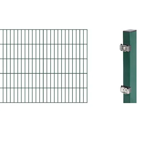 Alberts 644024 Erweiterung zum Doppelstabmattenzaun - 100 cm hoch, grün - Absperrungen - Robuster Doppelstabmattenzaun aus verzinktem Stahl, witterungsbeständig und ideal für Sicherheit in privaten und gewerblichen Bereichen.