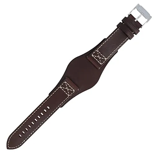 Fossil Uhrenarmband 22mm Leder Braun Silber von Fossil