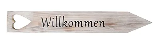 levandeo Gartenstecker Willkommen H47cm Holz Schild Garten Gartendeko Herz Dekoration Holzschild Gartenschild Deko