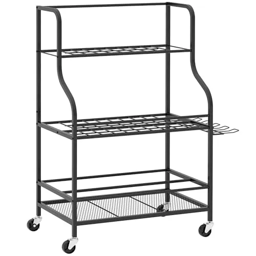 Outsunny 3-stufiger Gartenwerkzeug-Organizer mit Haken - Halten Sie Ihren Garten und Ihre Garage ordentlich mit dem Outsunny 3-stufigen Organizer! Mit 54 Fächern und 5 Haken bietet er viel Platz für Ihre Werkzeuge und ist ideal für vielseitige Aufbewahrungslösungen.