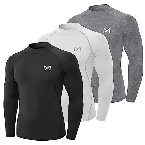 MEETYOO Kompressionsshirt Herren, Funktionsshirt Langarm Fitnessshirt Männer Atmungsaktiv Sportshirt Laufshirt für Laufen Sport Turnhalle