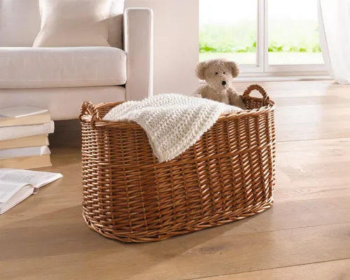 Wäschekorb Weide groß, 62x40 cm, Transportkorb, Aufbewahrungskorb, Spielzeugkorb