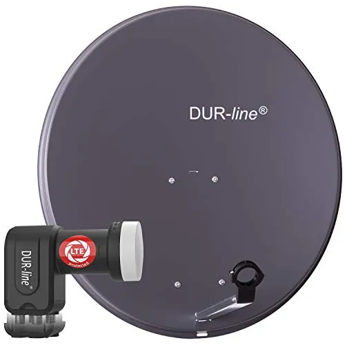 DUR-line MDA 80 Anthrazit - Digitale 4 Teilnehmer Satellitenschüssel - Komplett-Anlage für besten Empfang beim Camping, ideal für Astra 19,2° mit Full HD, 4K und 3D Unterstützung. Langlebiger Aluminium-Reflektor mit hohe Antennen-Gewinn für perfekte Bild- und Tonqualität.