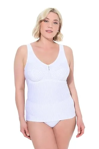 Ulla Popken Damen Plus Size Shaping-Hemd mit Nadelstreifen in weiß von Ulla Popken