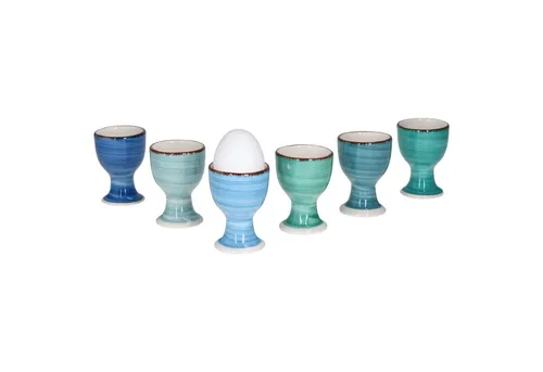 MamboCat Eierbecher Blue Baita 6er Set - Eierbecher aus Steingut, stilvolles 6er Set in Blau, perfekt für ein elegantes Frühstückserlebnis.