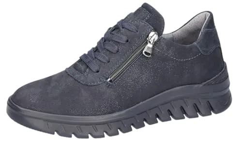 Waldläufer 913008 202 194 Schnürschuh - Halbschuhe für Damen mit extra weitem Komfort, aus hochwertigem Echtleder mit herausnehmbarem Fußbett und stylishen Glitzerelementen.