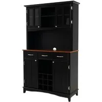 Costway Küchenbuffet Schwarz mit 3 Schubladen – 112 x 43 x 184,5 cm - Stilvolles Küchenbuffet mit großzügigem Stauraum: 4 Schränke, 3 offene Regale und 3 Schubladen für optimale Organisation. Ideal als Buffet, Sideboard oder Vorratsschrank.