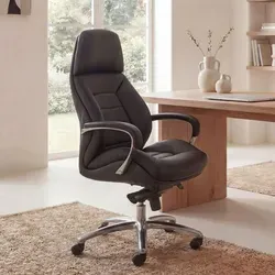 FINEBUY Chefsessel FB26162 - Hochwertiger Echtleder Bürostuhl - Bürostuhl mit echtem Lederbezug, ergonomischer Rückenlehne und Wippfunktion für höchsten Sitzkomfort, ideal für bis zu 120 kg und größere Personen.