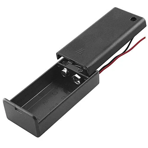 BestPlug Batterie-Halter mit Kabel mit Deckel für 9V Block Batterien, Lötversion, Schwarz