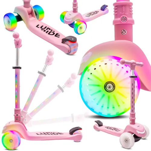 LUMI RIDE Kinderroller mit LED - 3-Rad Trottinette für Kinder ab 3 Jahren, höhenverstellbar, rutschfestes Trittbrett und 7 LED-Farben für mehr Sicherheit und Spaß beim Fahren.