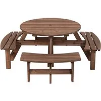Produktbild COSTWAY Picknicktisch Set für 8 Personen aus Holz mit Schirmloch