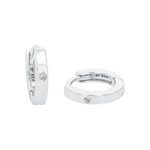 Amor Creolen 925 Sterling Silber Damen Ohrschmuck - Elegante Creolen aus 925er Sterling Silber mit Zirkonia, rhodiniert für besonderen Glanz und Anlaufschutz – ideal für jeden Anlass, geliefert in einer stilvollen Geschenkbox.