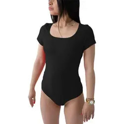 Alkato Kurzarmbody Kurzarm Bodysuit mit Rundhalsausschnitt schwarz XL (Short 158-164 cm)