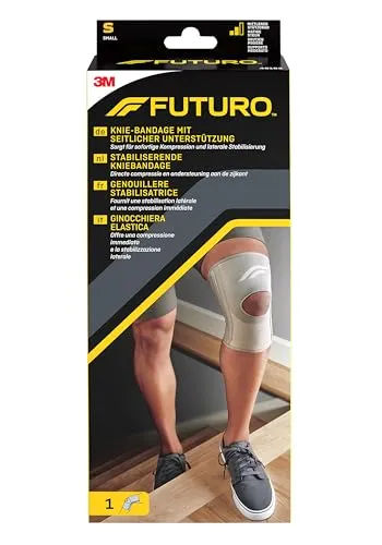 FUTURO Knie-Bandage, Größe M (36,8 - 43,2 cm) - Laterale Stabilisierung, Sofortige Kompression, Offenes Patella-Design, Atmungsaktiv - Für täglichen Gebrauch und Sport