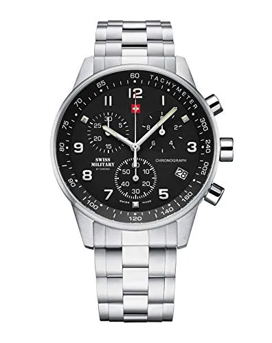 Swiss Military by Chrono Herren Uhr SM34012.01 - Armbanduhr für Herren mit präzisem Schweizer Quarzwerk, robustem Edelstahl und bis zu 50m wasserdicht. Perfekt für jeden Anlass mit minimalistischer Eleganz.
