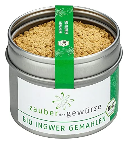 Zauber der Gewürze Bio Ingwer gemahlen – Fein gemahlenes Ingwerpulver in Bioqualität, ideal für Ingwertee, 45g