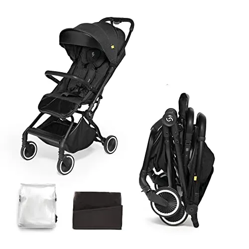 skiddoü Kinderbuggy Reisebuggy Espoo automatisch faltbarer Kinderwagen Regenschutz Reisekinderwagen bequeme verstellbare Konstruktion Einhändig leichtes Gestell kompaktes Flatmaß Moskitonetz, schwarz