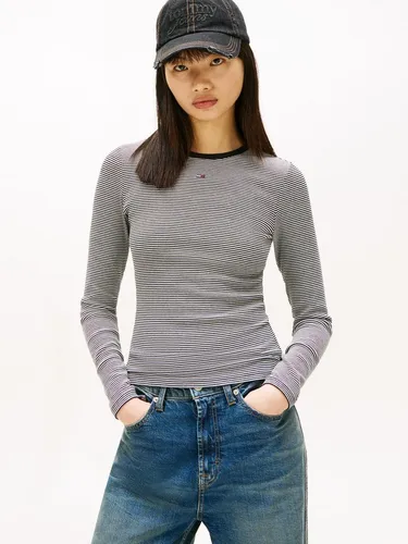 Tommy Jeans Langarmshirt TJW SLIM ESSENTIAL RIB LS mit Logostickerei