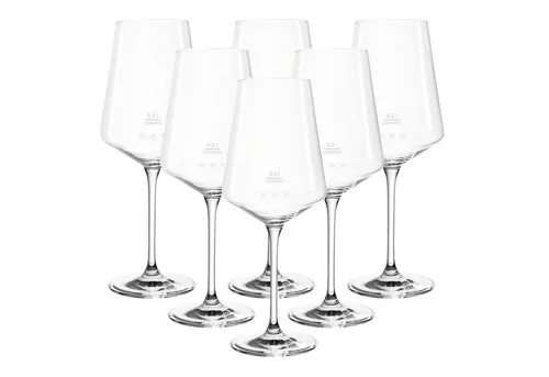 Leonardo Puccini Weißweingläser 0,2 l - 6er Set - Geschirr & Gläser: Hochwertige geeichte Weißweingläser der Gastro-Edition für perfekten Genuss mit Füllstrich bei 0,2 l und Hilfslinie bei 0,1 l.
