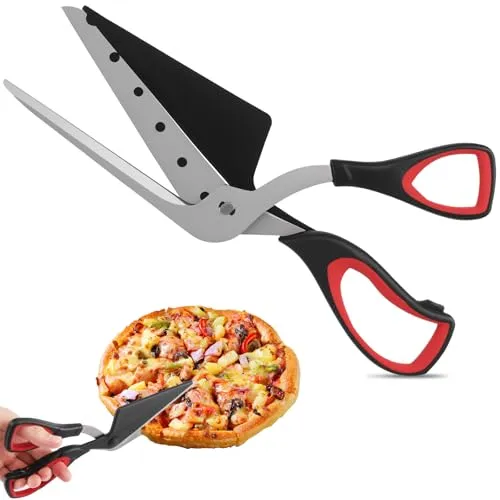 Zosenyer Pizzaschere, 27cm Lang Pizzaschere Spülmaschinenfest, Pizzaschneider mit Scharfer Edelstahlklinge in Lebensmittelqualität, Multifunktionale Küchenschere, Pizza Schneide (Schwarz)