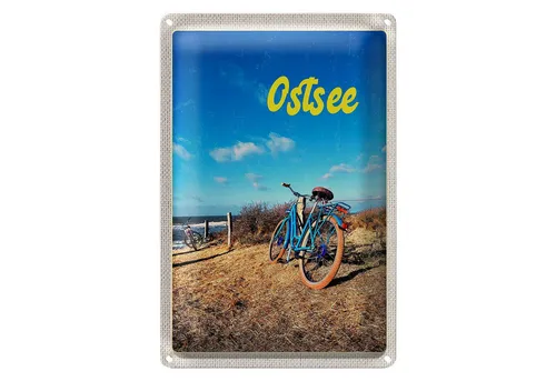 Roomando Metallschild Reise 12x18cm Ostsee Fahrradtour Meer Strand Fahrrad
