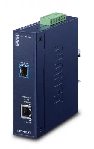 Planet IXT-705AT 10GBASE-X Medienkonverter - Medienkonverter für 10GBASE-X, arbeitet bei extremen Temperaturen von -40 bis 75 Grad C, ideal für industrielle Anwendungen
