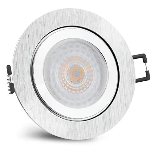 SSC-LUXon RW-2 LED Einbaustrahler flach IP44 mit fourSTEP 'Dimmen ohne Dimmer' 4W warmweiß - Einbauspot rund gebürstet Alu