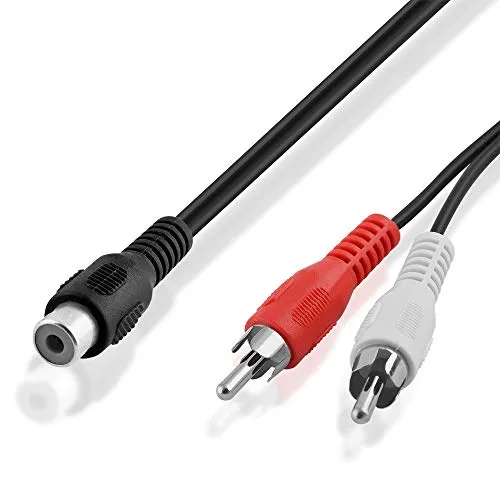 BestPlug 20cm Y Audio RCA Kabel Adapter Verteiler Splitter Weiche, 2 L-R Cinch Stecker männlich auf 1 Cinch Buchse Kupplung weiblich, Schwarz