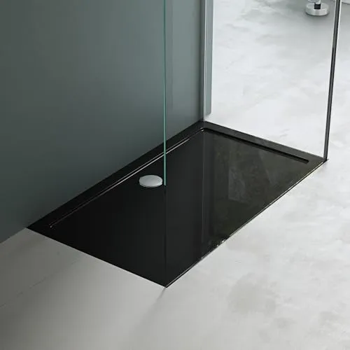 Mai & Mai Duschwanne Faro 90x140cm - Rechteckige Duschwanne aus hochwertigem Acryl in Schwarz, mit rutschhemmendem Gefälle und einfacher Installation für langanhaltende Freude und Sicherheit.