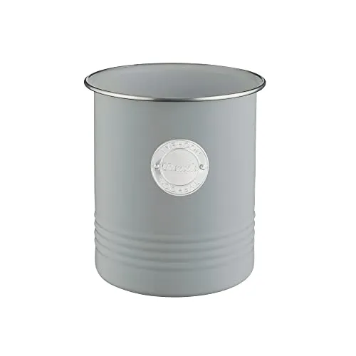TYPHOON LIVING Kollektion, Utensilienbehälter Pastellgrau, Dose für Küche Aufbewahrung & Organisation, 1,7 Liter, Praktischer Vorratsbehälter aus Stahl, 12,5 x 12,5 x 15 cm