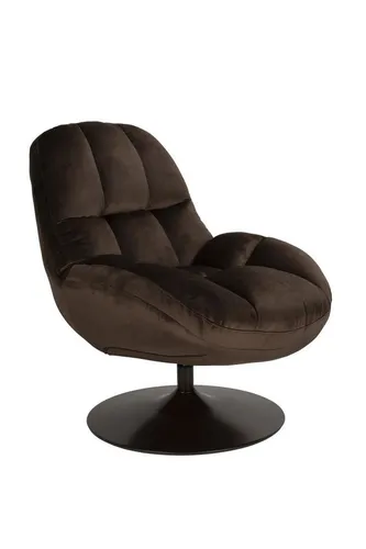 Housecraft living Beefy Sessel Braun - Moderner Sessel mit weichem Samtbezug, drehbar und stabil durch Metallbeine. Ideal für stilvolle Wohnräume und gemütliche Abende.