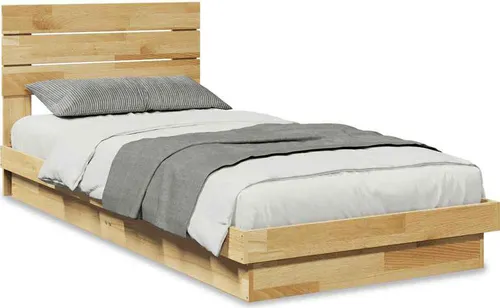 vidaXL Massivholzbett 80x200 cm mit Kopfteil aus Eichenholz - Robustes Bettgestell aus massivem Eichenholz für einen erholsamen Schlaf. Ideal für enge Räume, mit Lattenrost für optimale Unterstützung und einem vielseitigen Kopfteil.