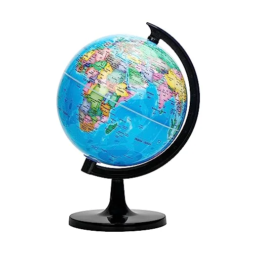 EXERZ 25 cm Globus politische Karte selbst Montage Lern Schülerglobus | Buildable Globus mit transparent englische Karte drehbar Ständer für Kinder Lernen Zuhause Büro und Geografie Lernen