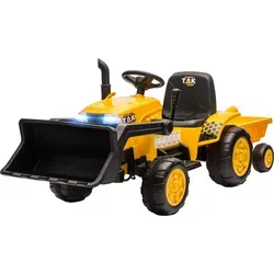 AIYAPLAY Kinder Elektro Bagger mit Anhänger, Schaufel, 12V Aufsitzbagger mit Fernbedienung 2 Motor Kinder Elektroauto mit Musik, LED-Lichter, USB, Sitzbagger für 3-8 Jahre, Gelb   Aosom