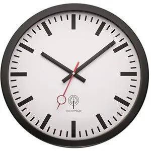 Eurotime Funkwanduhr im Bahnhofsdesign, 35 cm - Wanduhren im Bahnhofsdesign mit geräuschlosem Funkwerk und automatischer Zeiteinstellung – ideal für Wohnbereich oder Büro.