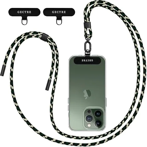 Gectre Handykette Universal, Geeignet für alle Smartphones, mit 2 Stück Universelles Patch , Handyband passend für alle Standard Handyhülle (Grün Camouflage)