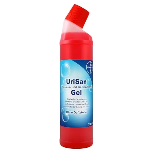 HERRLAN® UriSan Urinstein- & Kalkentferner Gel 750ml – extra stark – für Toilette, Urinal & Bidet – haftet an senkrechten Flächen – säurebasiert – Made in Germany – frisch produziert