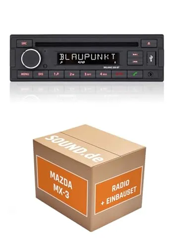 Autoradio Einbaupaket für Blaupunkt Milano 200 BT kompatibel mit Mazda MX-3 | Bluetooth USB
