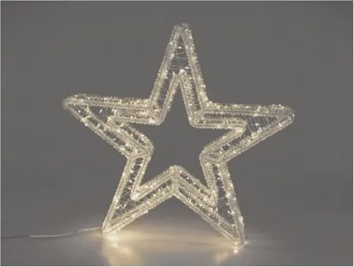 formano LED Stern stehend, 40cm, Weißes Metall mit Acryl-Rand, 240 LEDs, IP44, Innen- und Außenbereich, mit Adapter