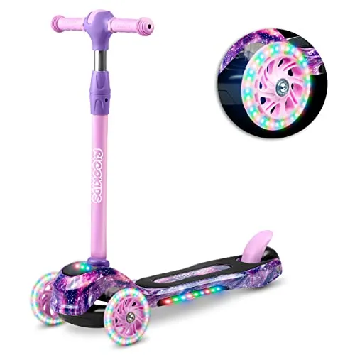 Dreirädriger Roller Ricokids Piko – Rosa und Lila - Roller / Kickboards mit bunten LED-Rädern und verstellbarem Lenker für sicheren Fahrspaß bis 35 kg. Ideal für Kinder, die ihren Gleichgewichtssinn trainieren möchten.