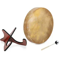 Anregende Schamanen-Trommel mit Pferdefell - Set inkl. Schlägel und Ständer - Percussion: Hochwertige Schamanentrommel aus Esche mit 18 Zoll Durchmesser, ideal für spirituelle Praktiken und musikalische Entfaltung.