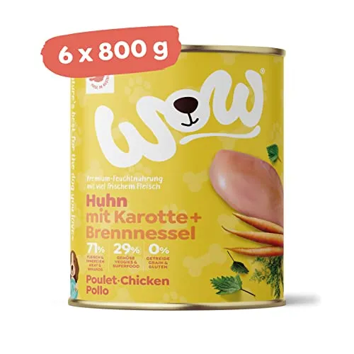 Wow Hundefutter nass Junior mit Huhn, 6x800g | Hochwertiges Nassfutter für Welpen