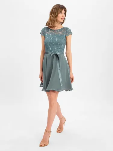 SWING Cocktailkleid mit Pailletten in Blau, Größe 38 - Elegantes Cocktailkleid mit funkelnden Pailletten, ideal für festliche Anlässe. Knielanger Schnitt und schmale Passform sorgen für einen stilvollen Auftritt.