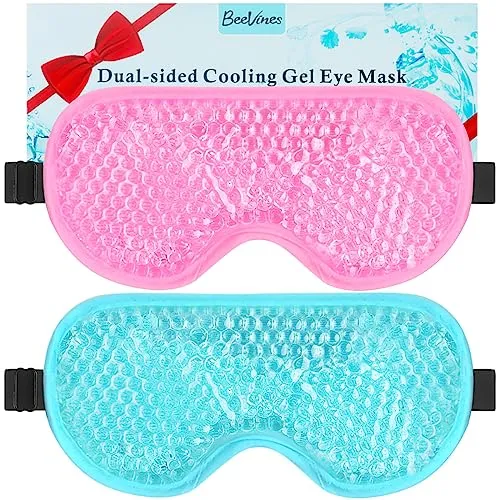 BeeVines Gel-Augenmaske, 2 Pack kühlende Eis-Schlafmasken für geschwollene Augen Gesicht für Männer & Frauen, kalte & warme Schlafkompresse für Post-Chirurgie, Schwellungen, Allergien, Sinus & Migräne