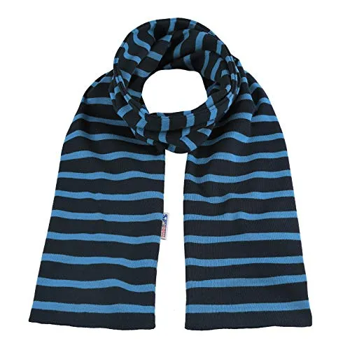 modAS Unisex Bretonischer Schal mit Streifen und uni verschieden Farben - Herrenschal Damenschal Kinderschal 20x160 cm in Blau-Azur