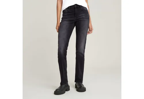 G-STAR Strace Straight Jeans für Damen in Schwarz 32 - Damen Jeans in WORN IN BLACK MOON, straight fit mit elastischem Denim für optimalen Tragekomfort, ideal für lässige Outfits.