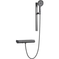 Emke Duschsystem mit Thermostat – Schwarz Matt Regendusche - Brauseset mit präziser Thermostatregelung, 3 Wasserstrahlarten und luxuriöser Regendusche. Genießen Sie sanften Wasserfluss und individuelle Höhenverstellung für ultimativen Duschkomfort!